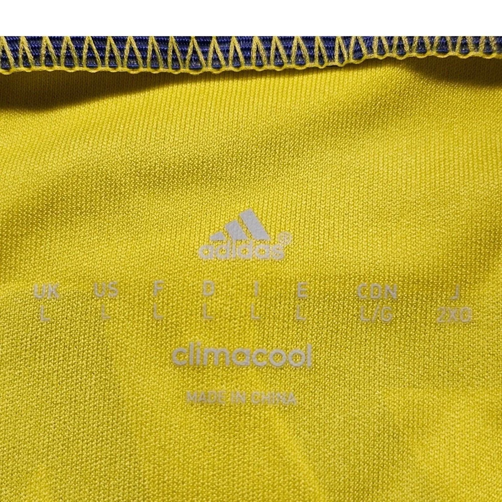 Chelsea 2014-15 Away FC Eden Hazard Jersey Men L Yellow Adidas Samsung Climacool